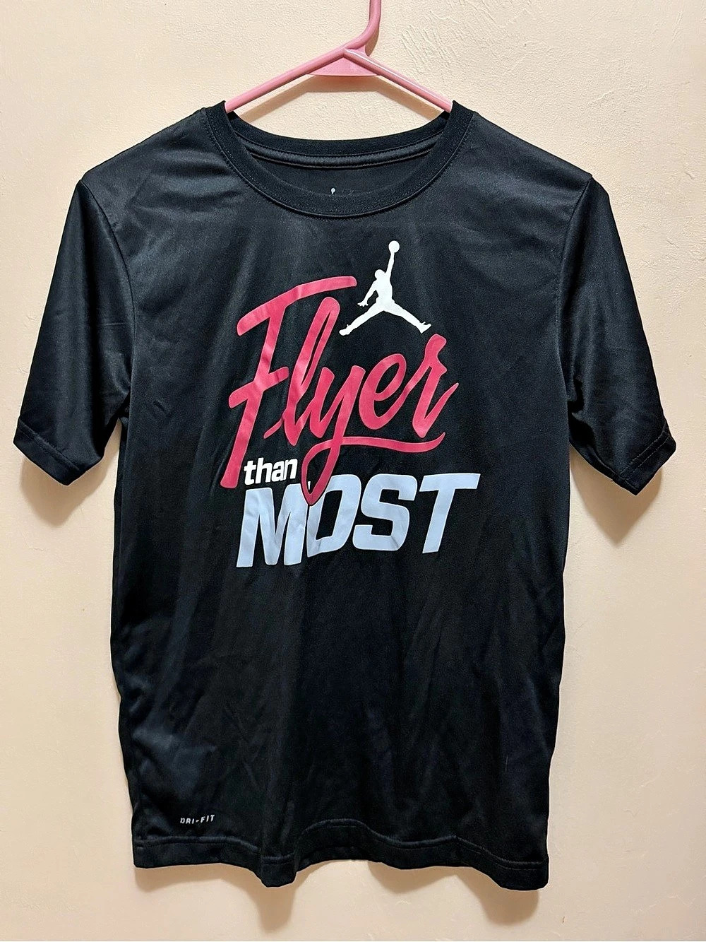 Jordan Flyer Than Most Graphic Dri-FIT Tee Black & Red Youth Large